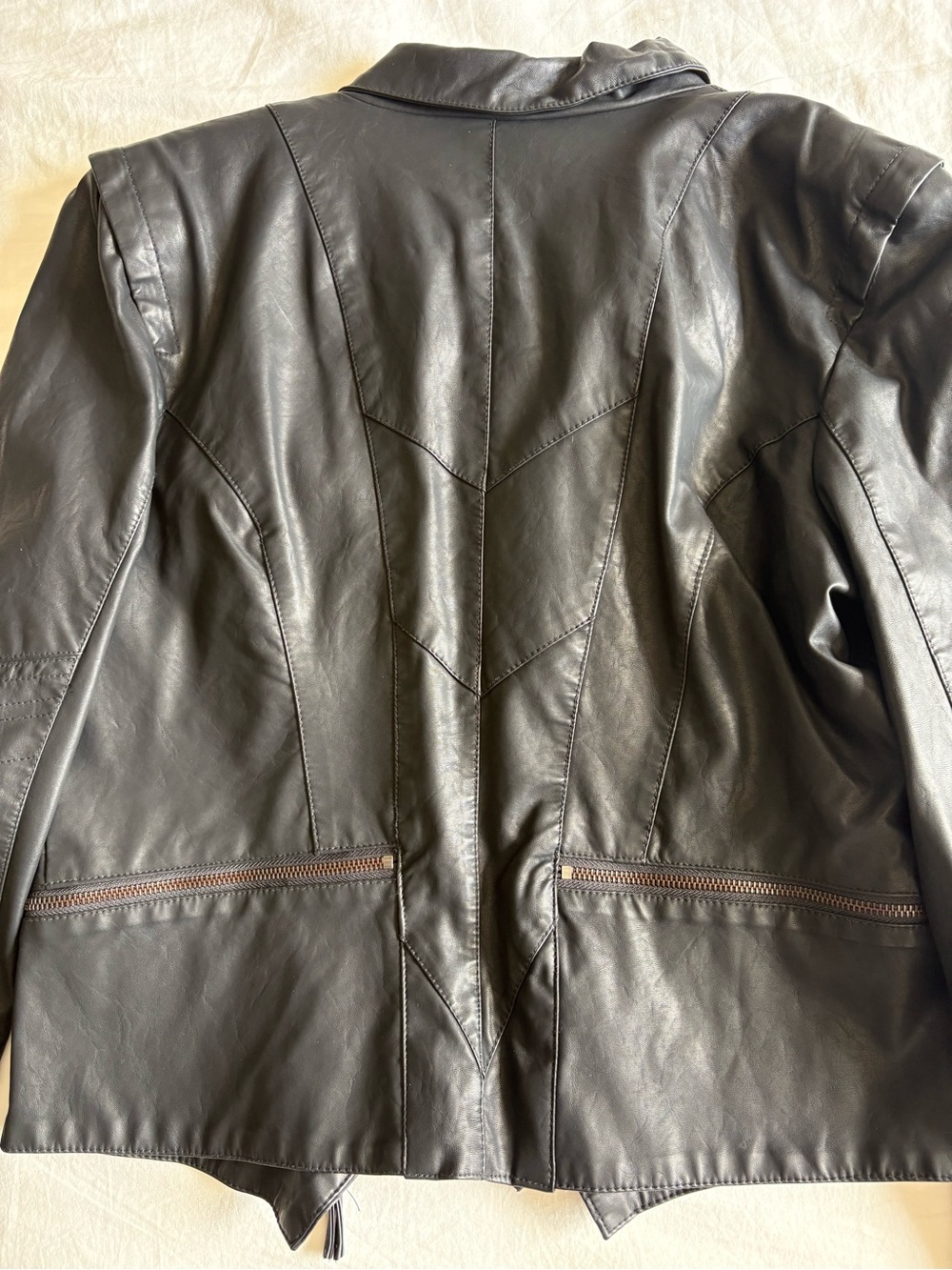[BLANKNYC] Black Vegan Leather Asymmetrical Moto Jacket - Size XL - Picture 9 of 13